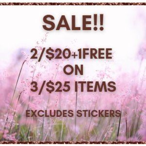 sale - items marked at 3/$25 are 2/$20+1 FREE!!!